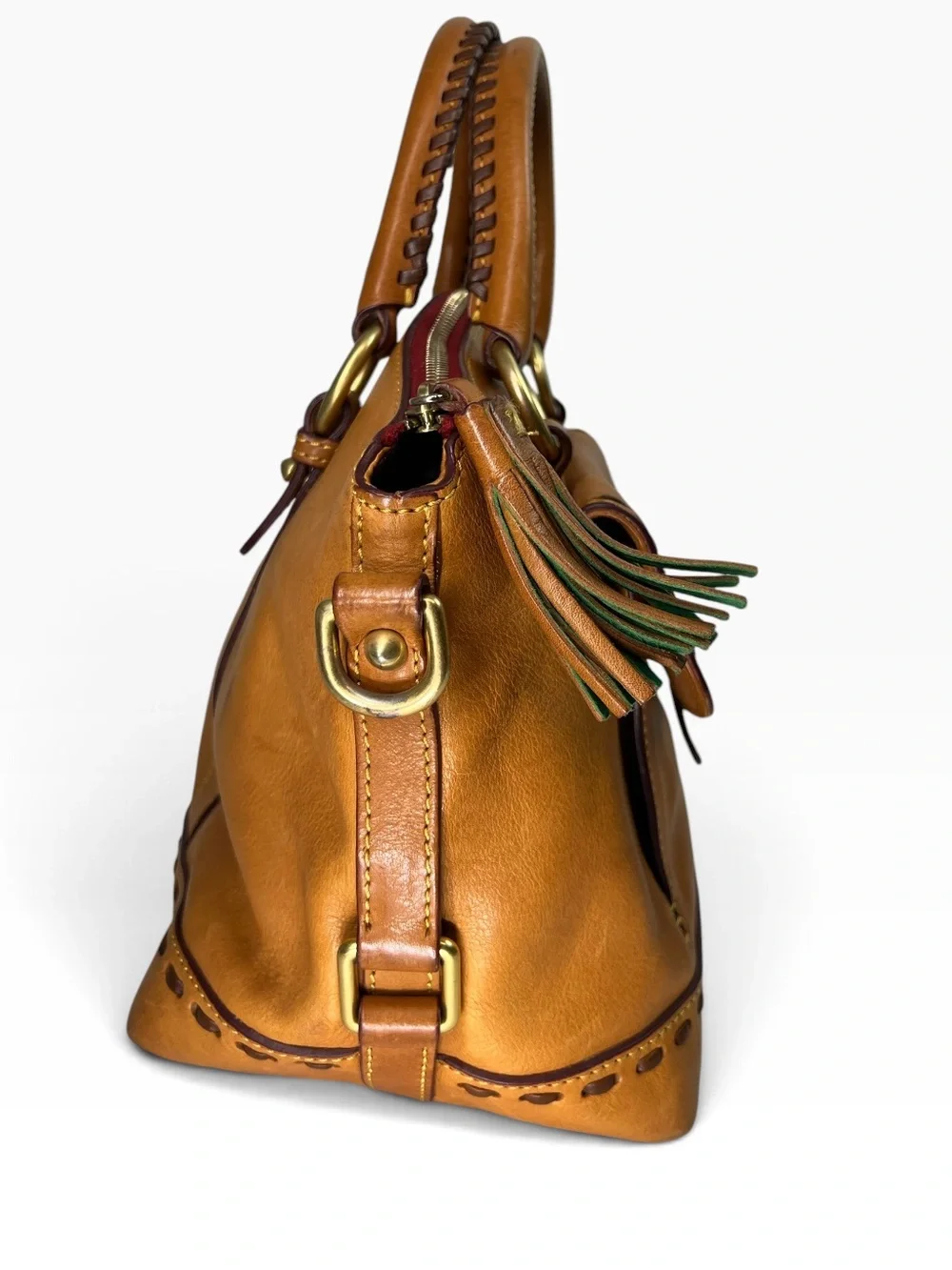 Dooney & Bourke Florentine Medium Pocket Satchel Natural Leather